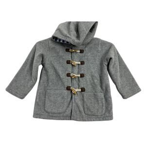 Baby Boden Fleece Toggle Jacket Hood 18 24m Gray Fuzzy Pockets
